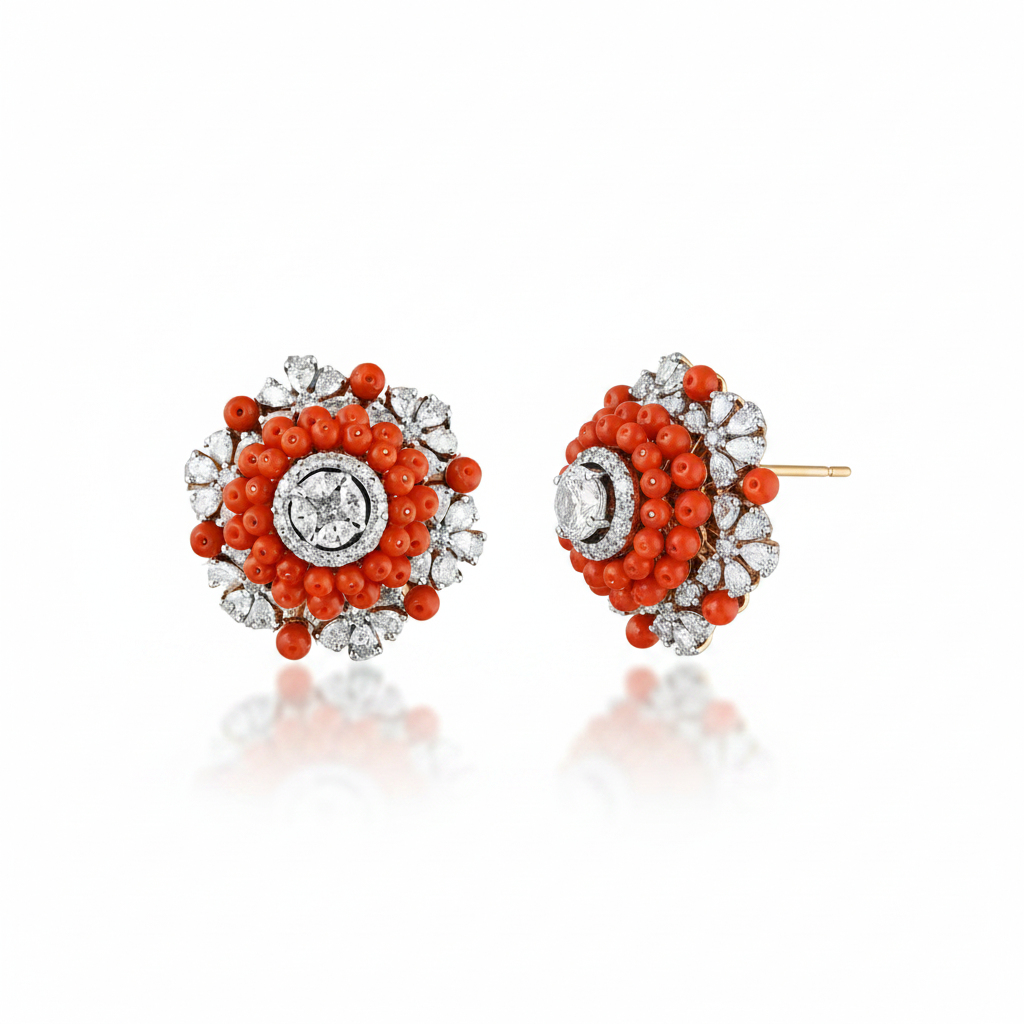 Coral Sunburst Earrings