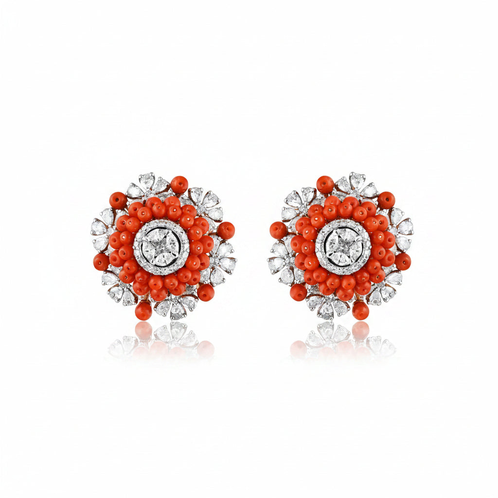 Coral Sunburst Earrings