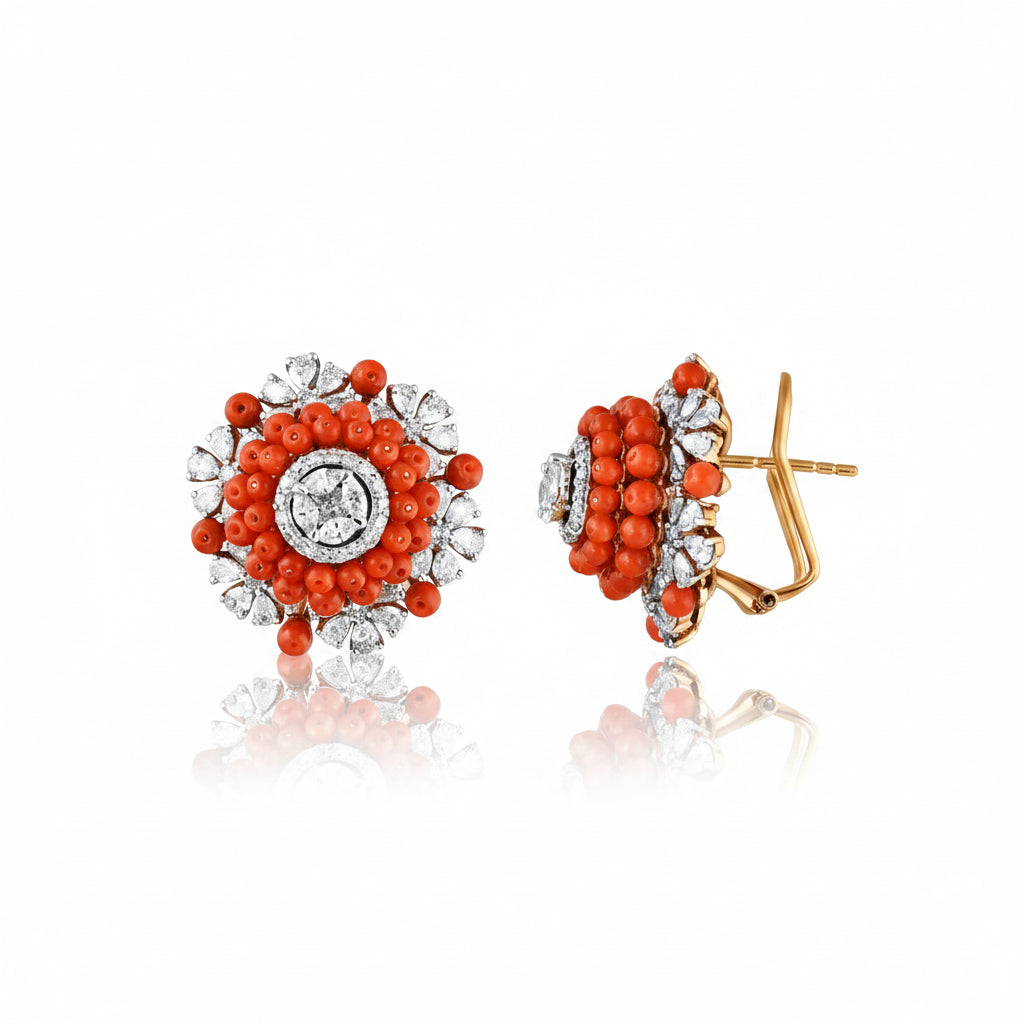 Coral Sunburst Earrings