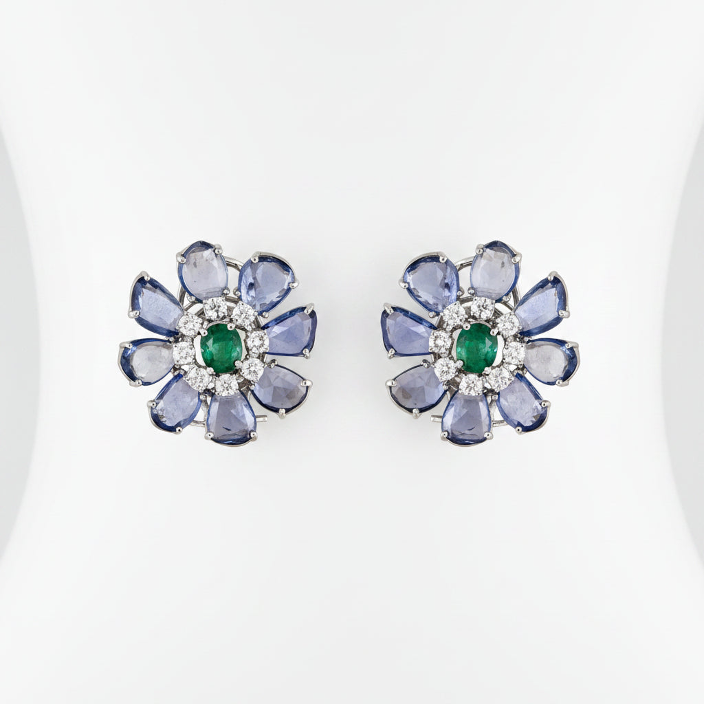 Tanzanite Rosette Earrings