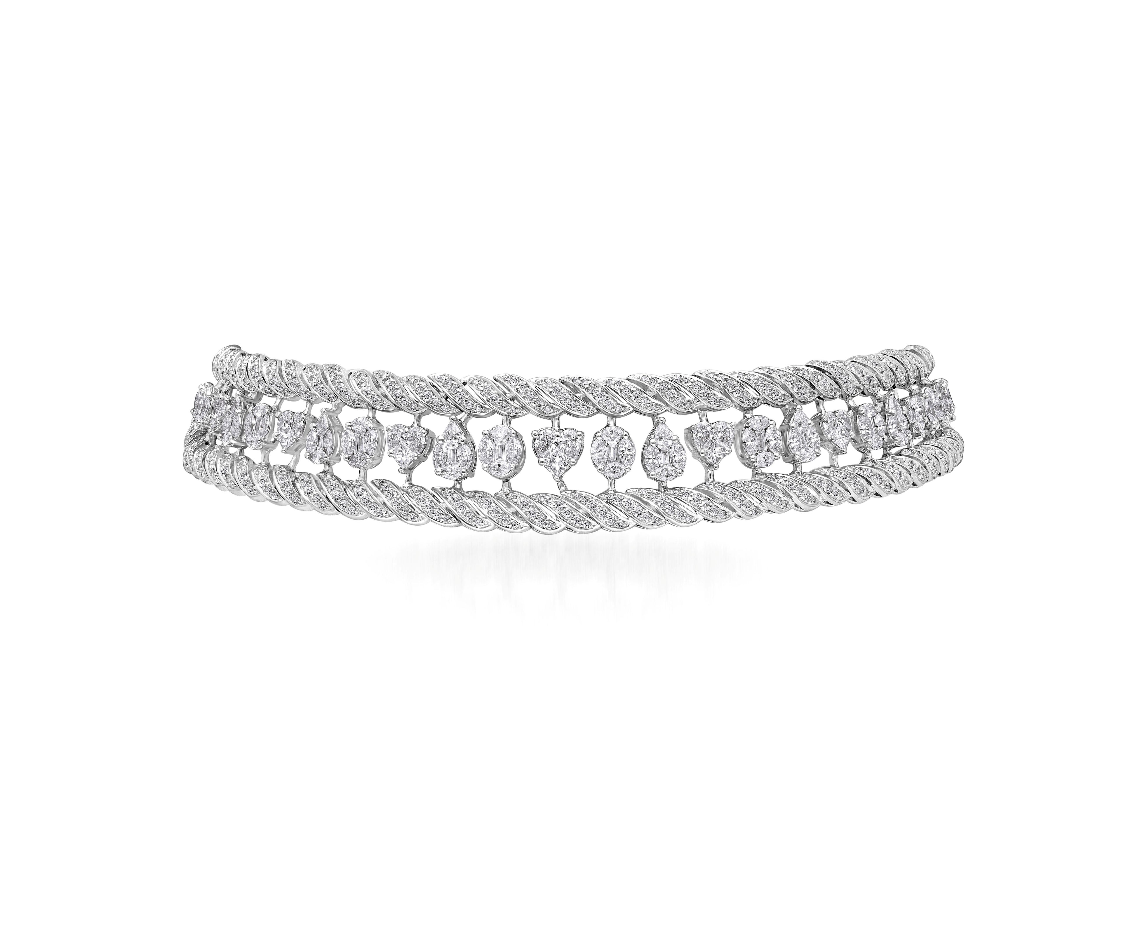 Twisted Cable Diamond Choker Set