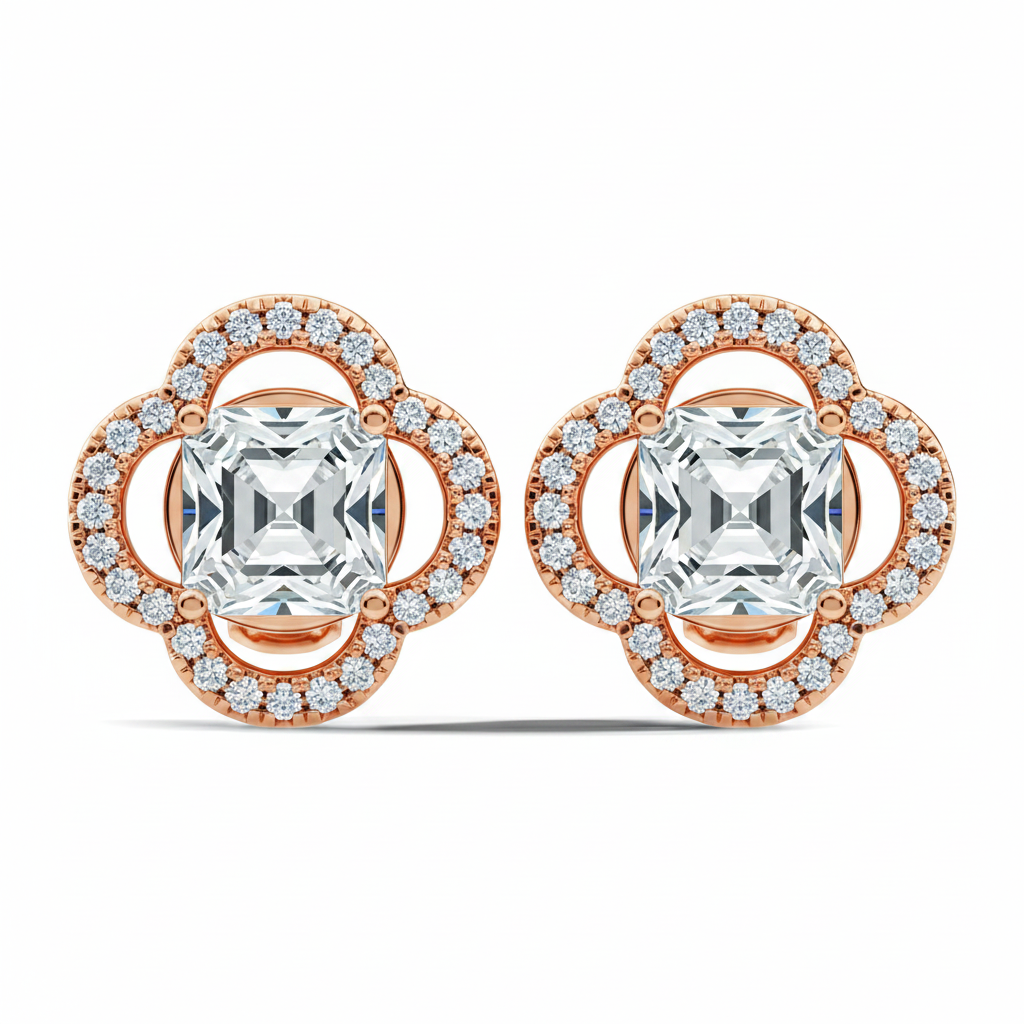 Clover Asscher Studs