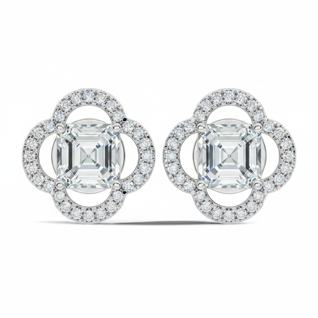 Clover Asscher Studs