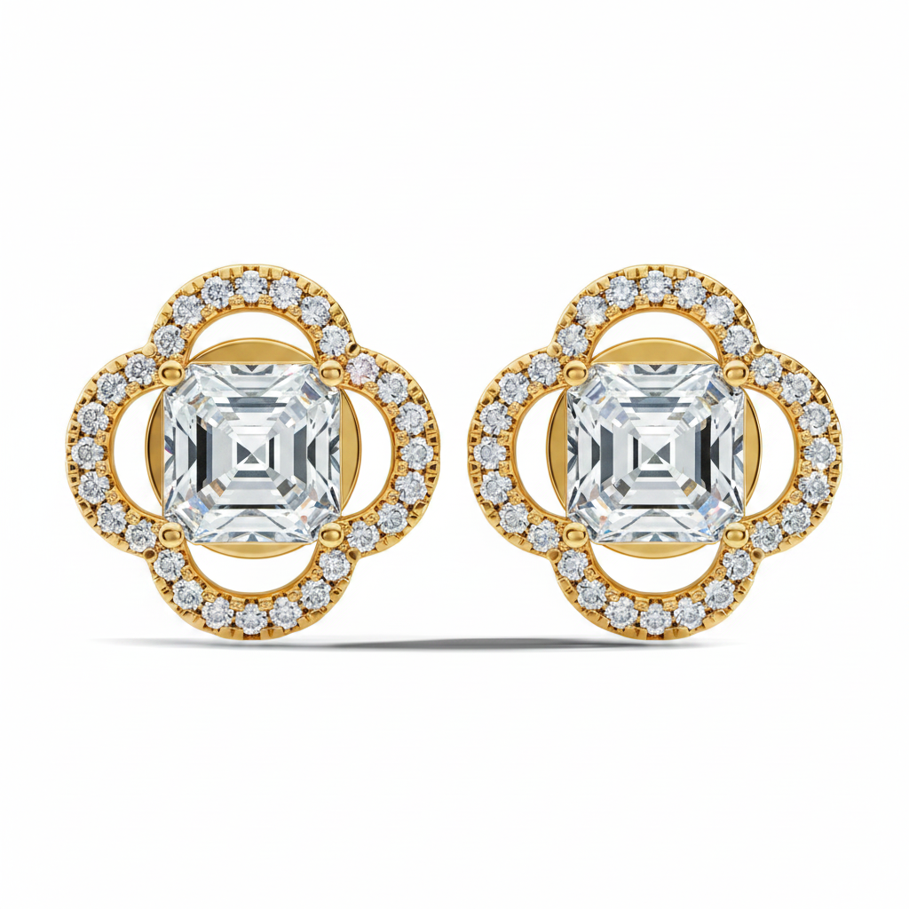 Clover Asscher Studs