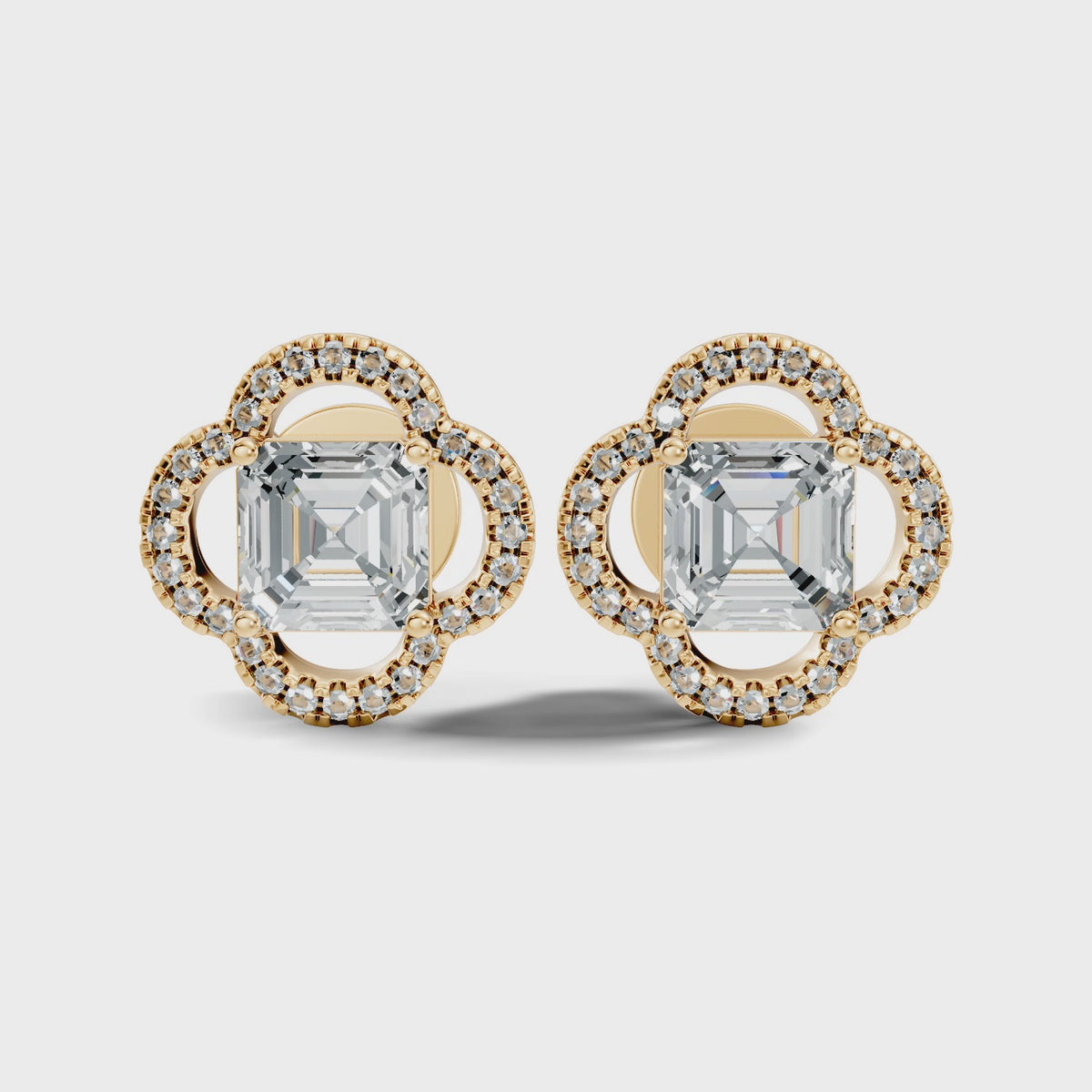 Clover Asscher Studs